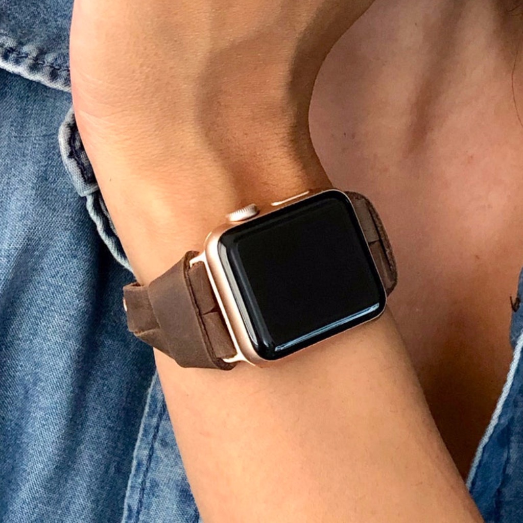 10mm Rustic Brown Leather Strap Iwatch Bracelet